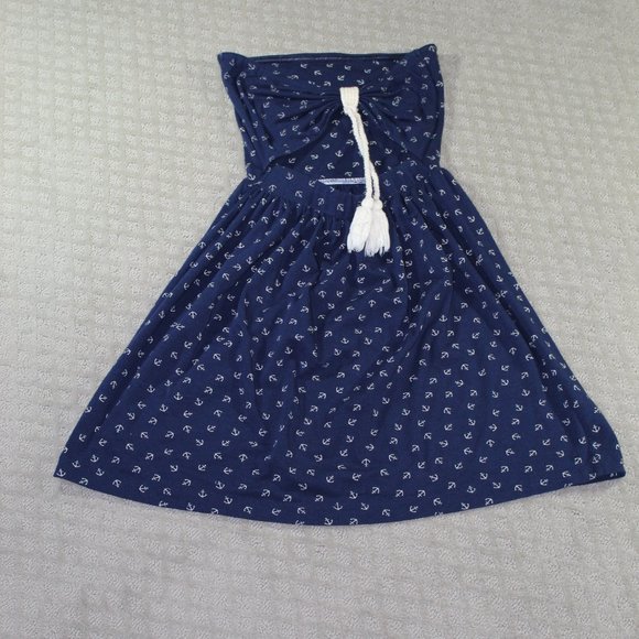 Ocean Drive Size M Navy Blue Anchor Patterned Dress with Nautical Rope Tie Belt - Picture 2 of 4